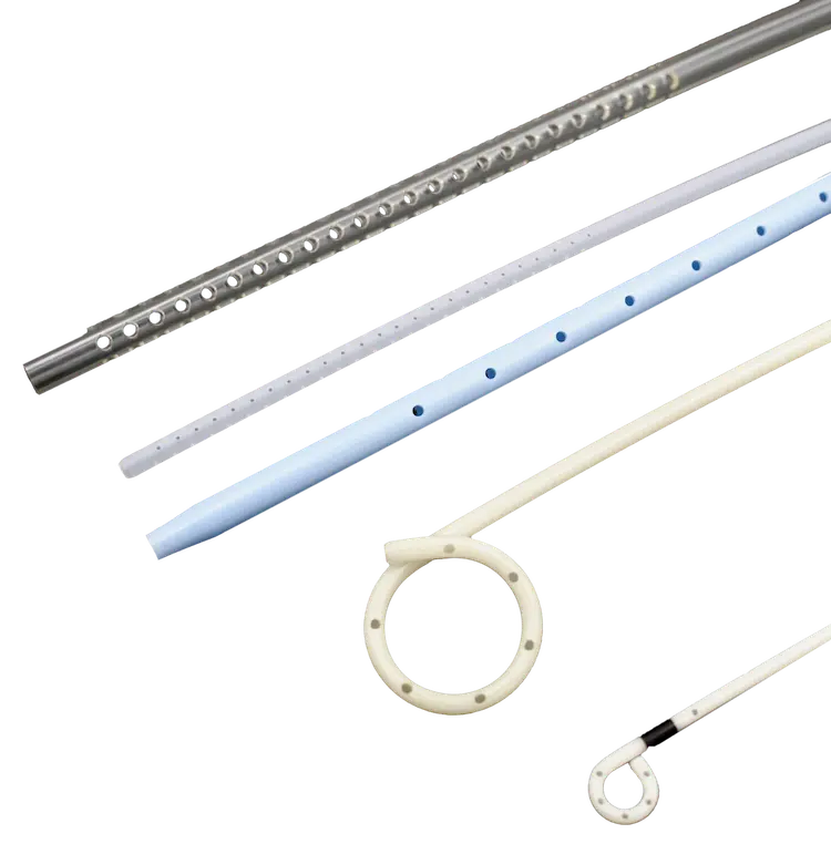 Extrusion pigtails and catheters