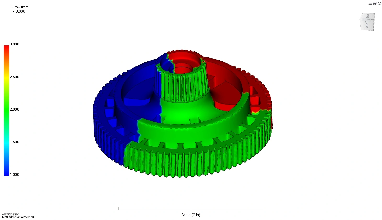 A 3d image of a green and red inteval gear