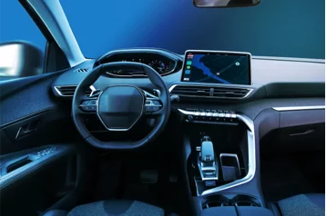 The interior of a car with a touch screen