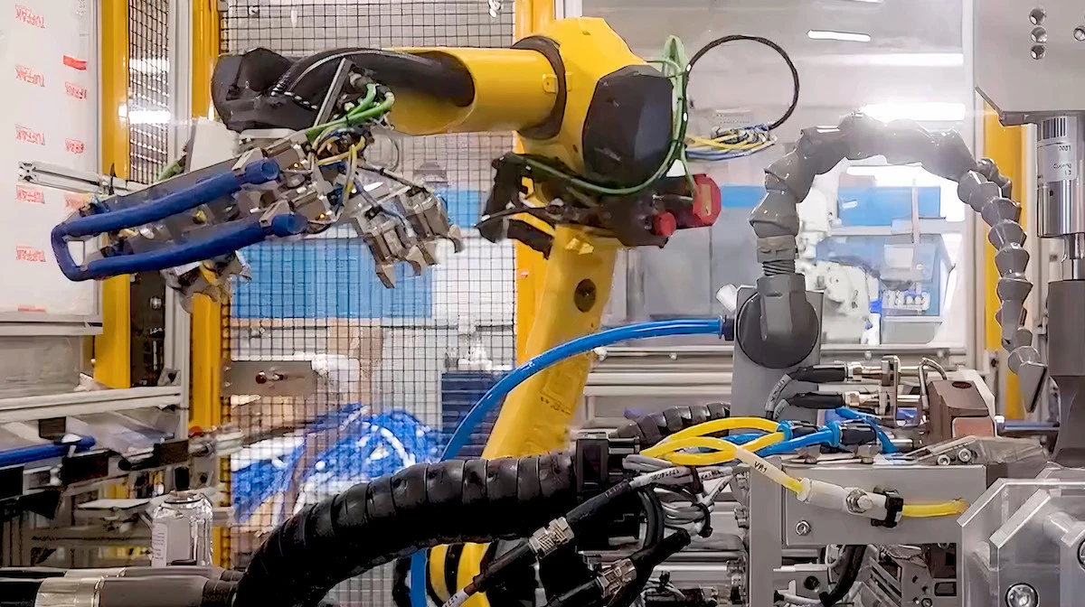 Robot performing tasks in a factory